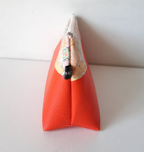 Charger l&#39;image dans la galerie, Trousse à maquillage orange et tissu Liberty Betsy / Trousse de toilette femme