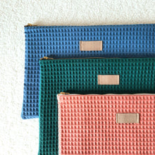 Charger l'image dans la galerie, Grande pochette zippée / Grande pochette coton nid d'abeille / Trousse en tissu grand format / Cadeau femme