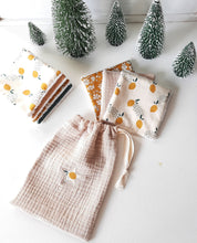 Charger l'image dans la galerie, Lingettes démaquillantes lavables Citron avec pochette réutilisable / cotons démaquillants à l'eau / Cadeau durable