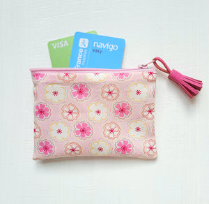 Petite pochette Porte monnaie en tissu Liberty Toria rose / Trousse Liberty of London