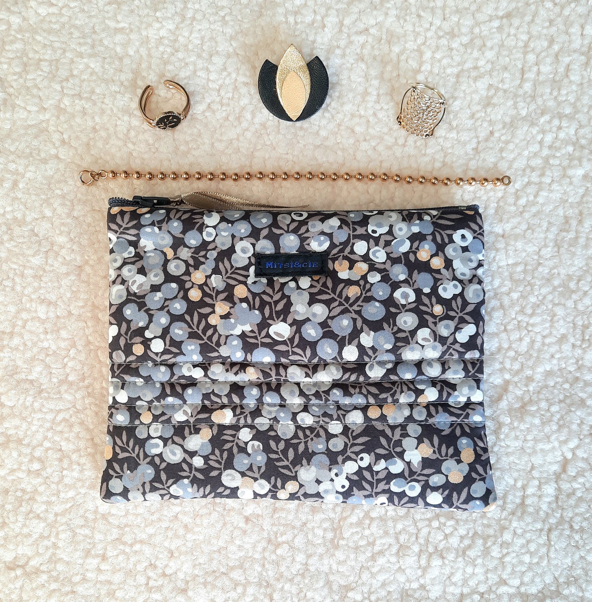 Pochette matelassée en tissu Liberty Wiltshire Trousse à bijoux