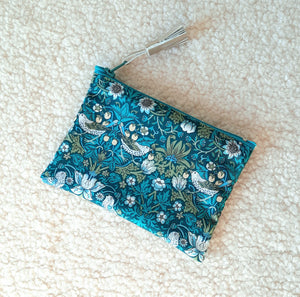 Petite pochette Porte monnaie en tissu Liberty Strawberry Thief / Trousse Liberty of London