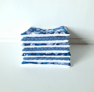 Lingettes démaquillantes lavables en Liberty Betsy et sa pochette réutilisable / Lot de cotons lavables / Coton démaquillant à l'eau