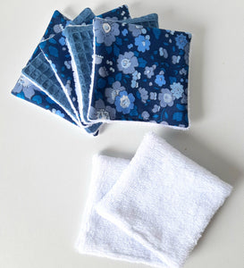 Lingettes démaquillantes lavables en Liberty Betsy et sa pochette réutilisable / Lot de cotons lavables / Coton démaquillant à l'eau