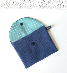 Pochette à savon imperméable en double gaze et coton enduit / étui à shampoing solide